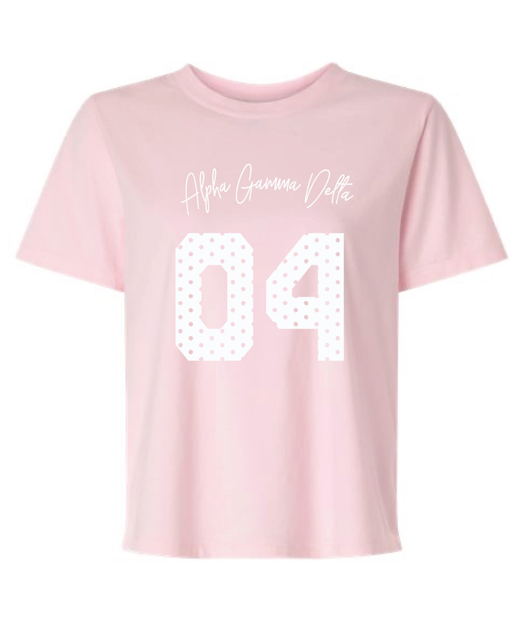 Light Pink Polka Dot Est Year Sorority Tee