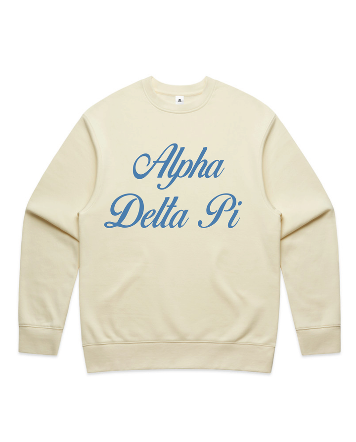 Cursive Script Butter Heavy Weight Crewneck