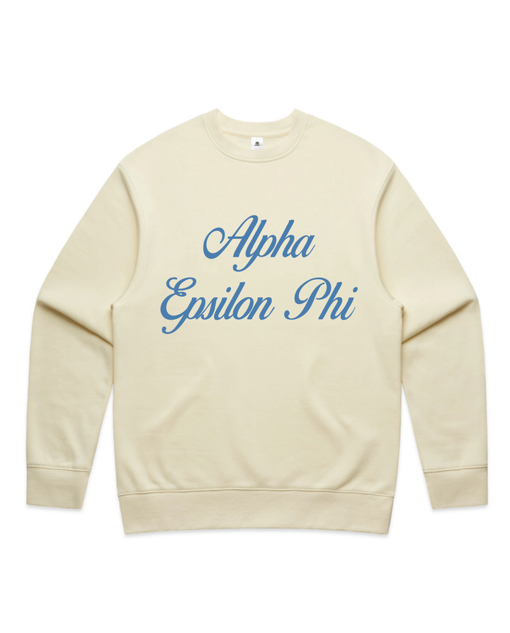 Cursive Script Butter Heavy Weight Crewneck