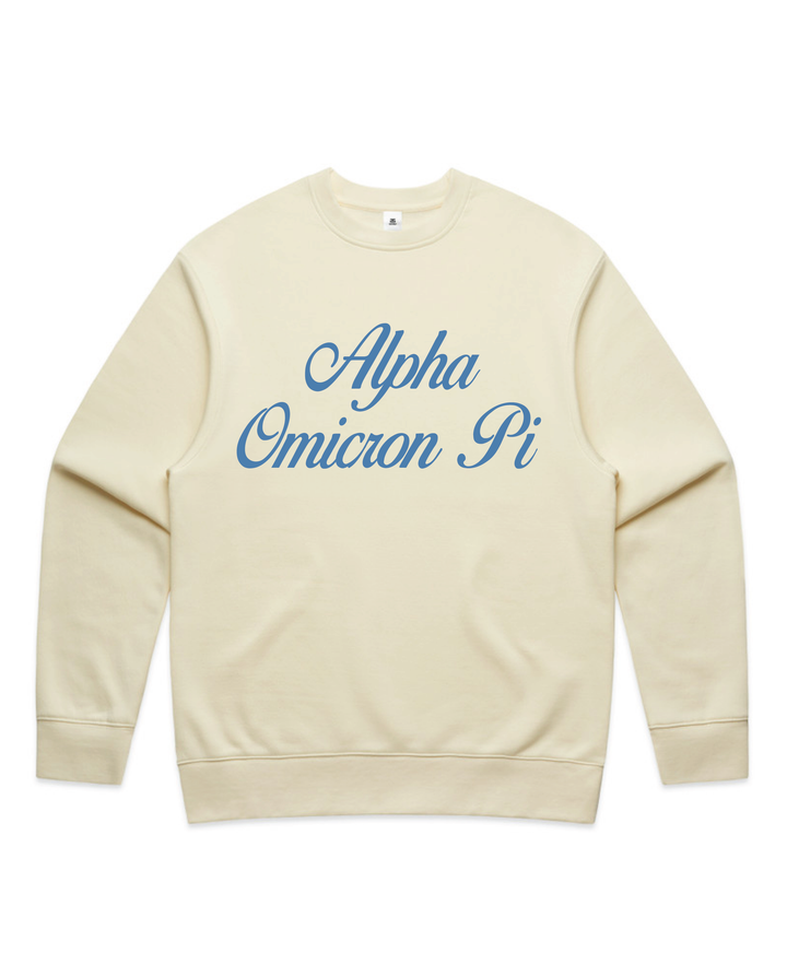 Cursive Script Butter Heavy Weight Crewneck