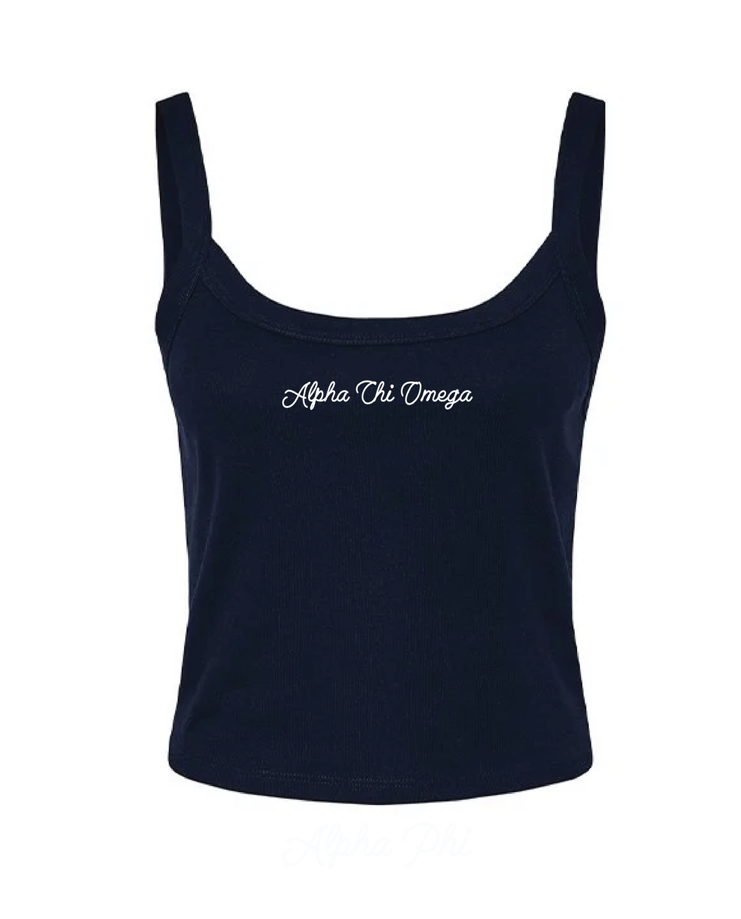 Embroidered Script Navy Sorority Tank