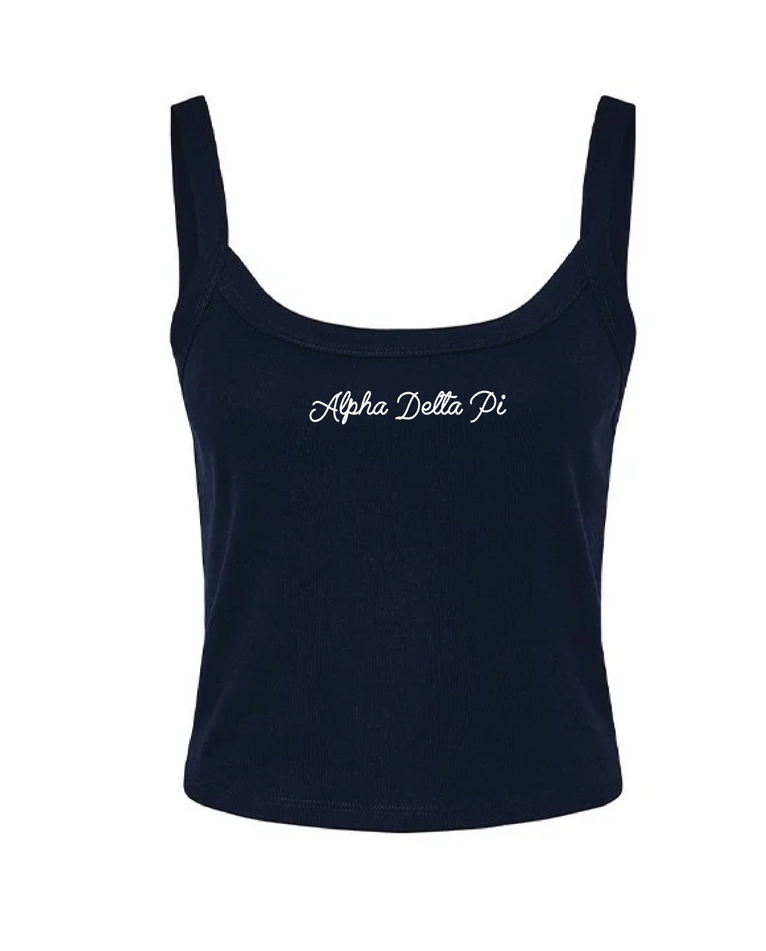 Embroidered Script Navy Sorority Tank