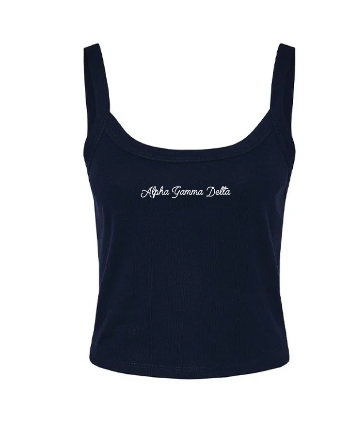 Embroidered Script Navy Sorority Tank