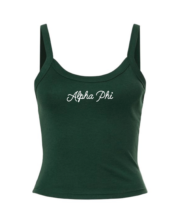 Embroidered Script Forest Green Sorority Tank