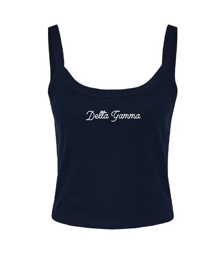 Embroidered Script Navy Sorority Tank