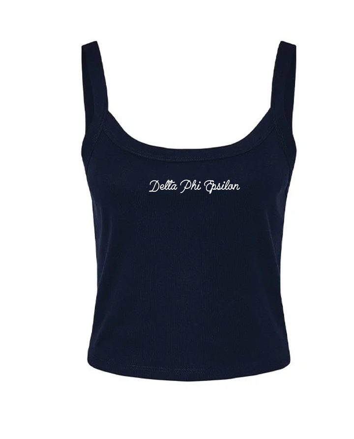 Embroidered Script Navy Sorority Tank