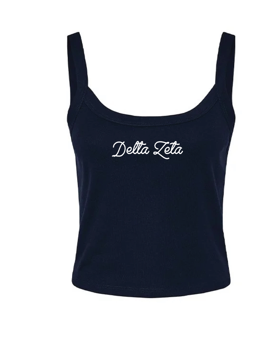 Embroidered Script Navy Sorority Tank