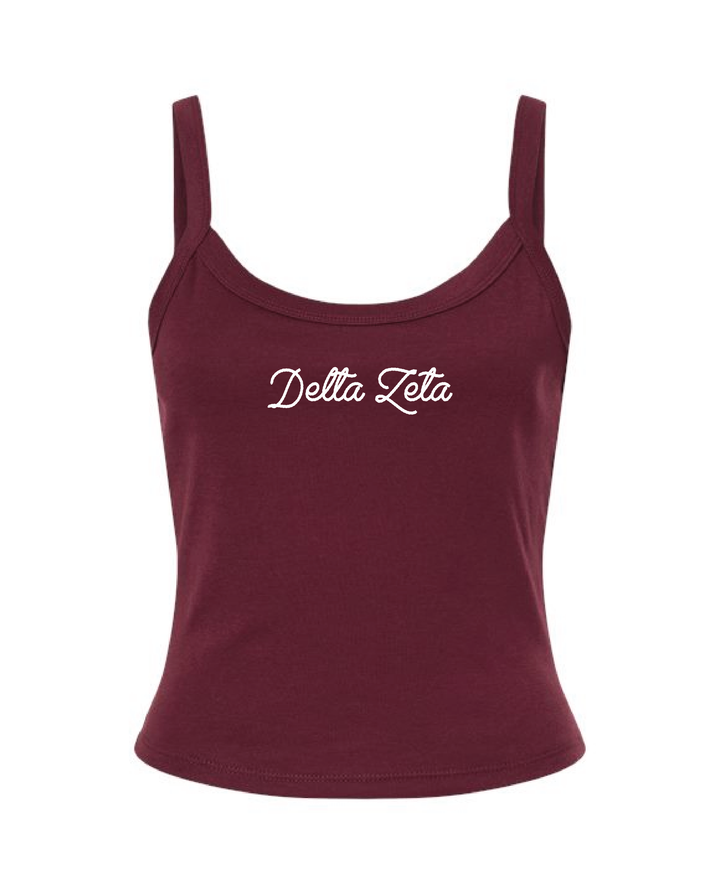Embroidered Script Maroon Sorority Tank