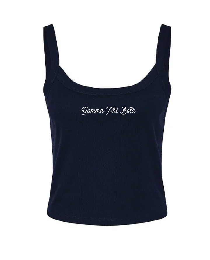 Embroidered Script Navy Sorority Tank