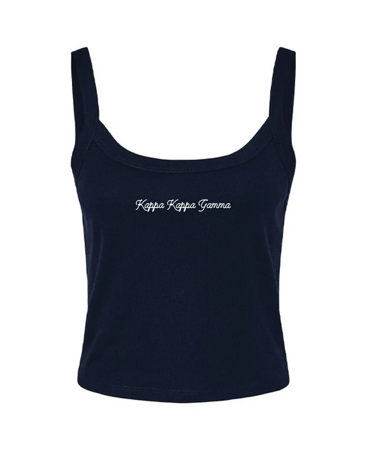 Embroidered Script Navy Sorority Tank