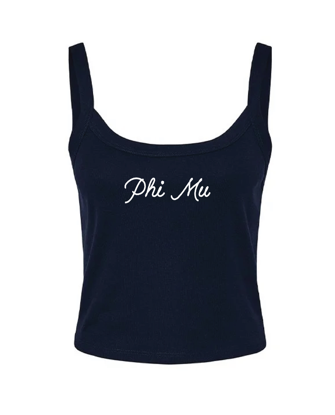 Embroidered Script Navy Sorority Tank