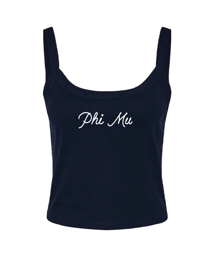 Embroidered Script Navy Sorority Tank