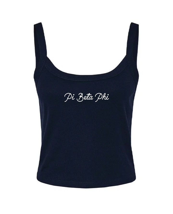 Embroidered Script Navy Sorority Tank