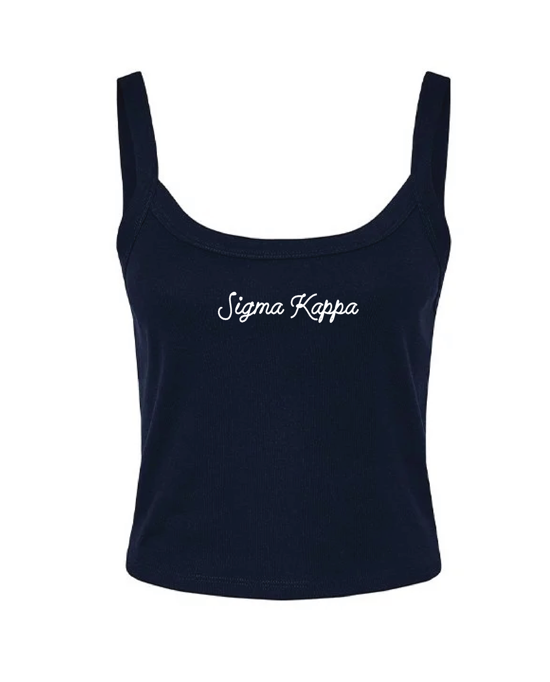 Embroidered Script Navy Sorority Tank