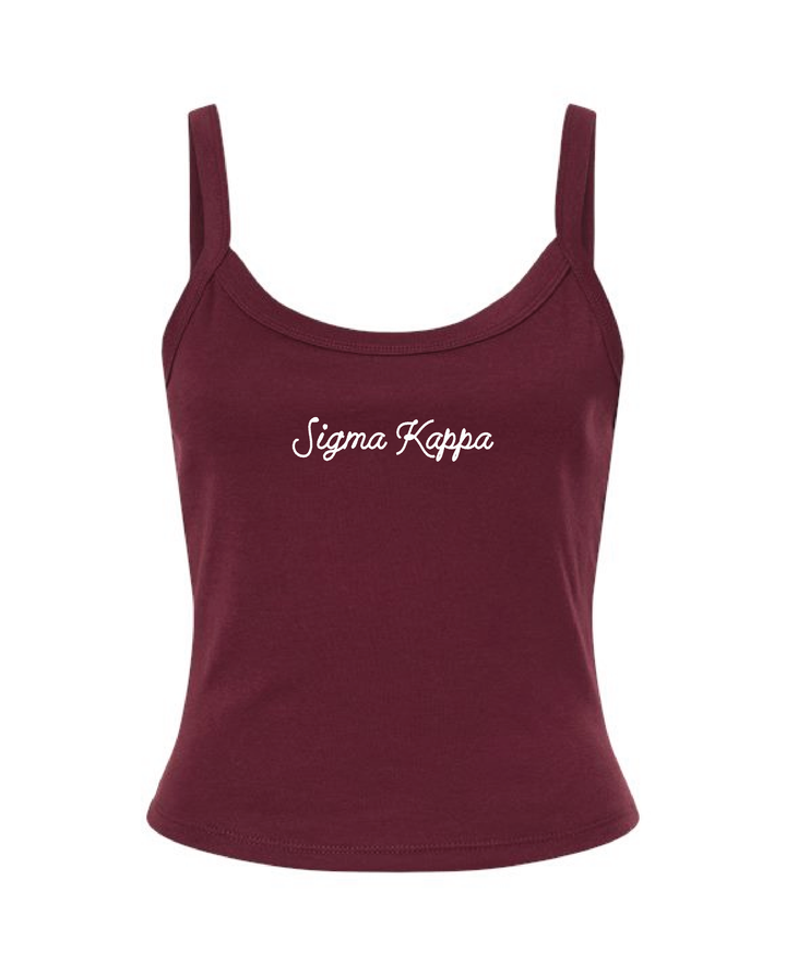 Embroidered Script Maroon Sorority Tank