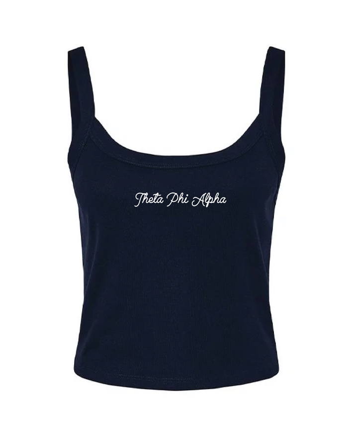 Embroidered Script Navy Sorority Tank