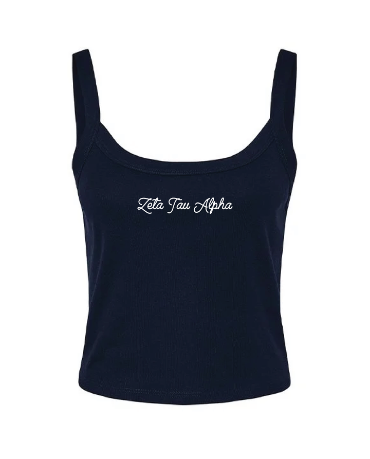 Embroidered Script Navy Sorority Tank