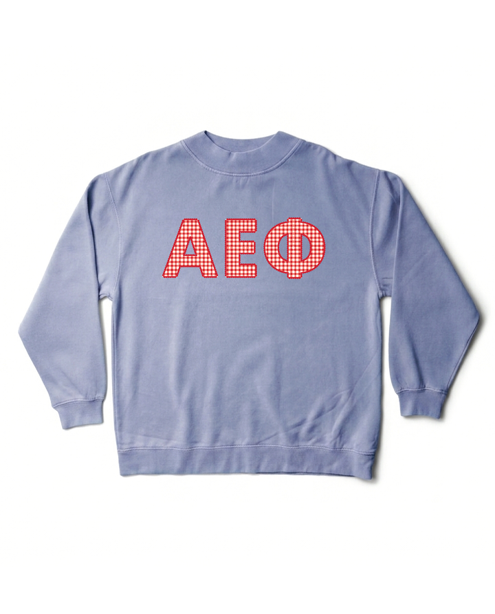 Gingham Print Ocean Sorority Mock Neck