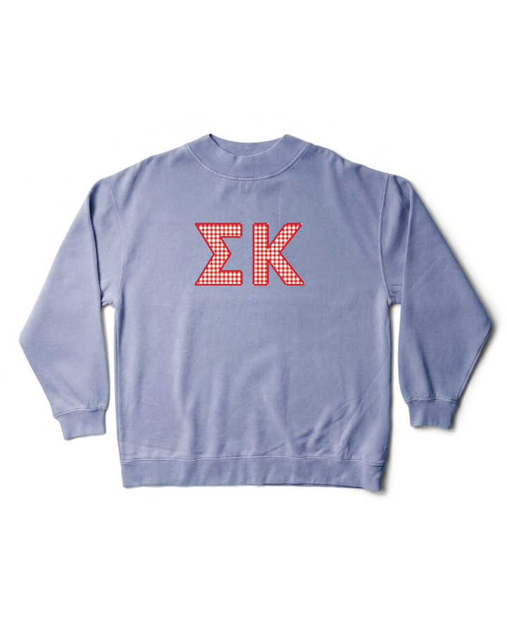 Gingham Print Ocean Sorority Mock Neck