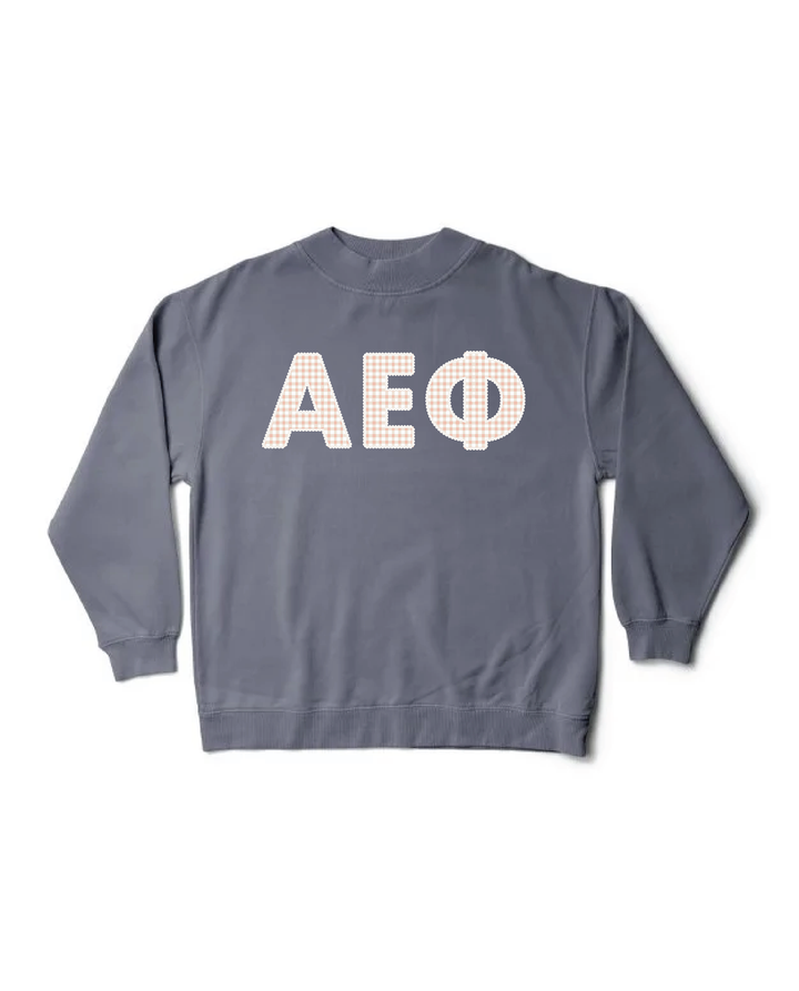 Gingham Print Smoke Sorority Mock Neck