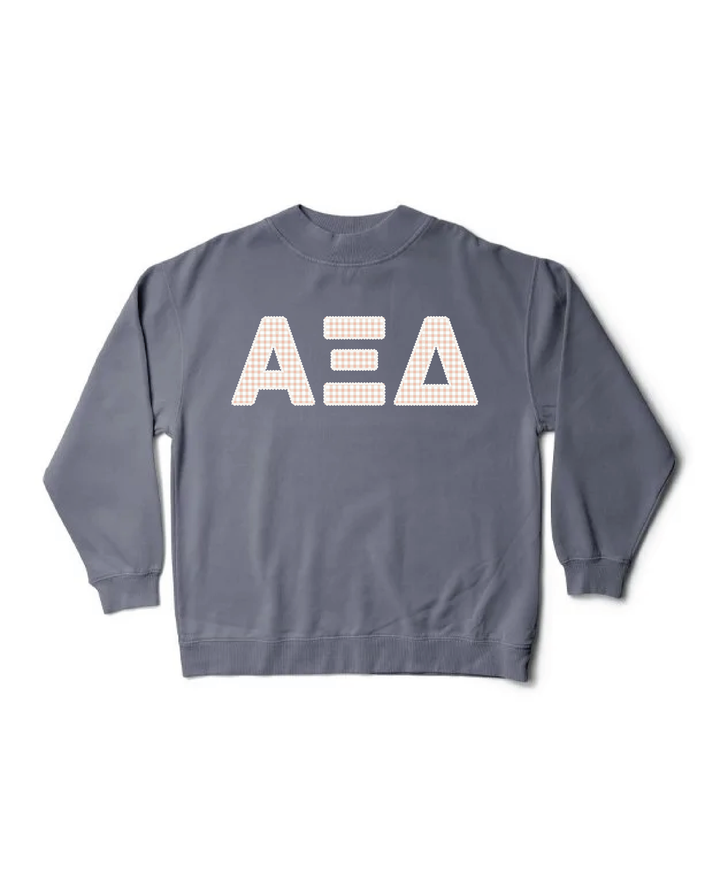 Gingham Print Smoke Sorority Mock Neck