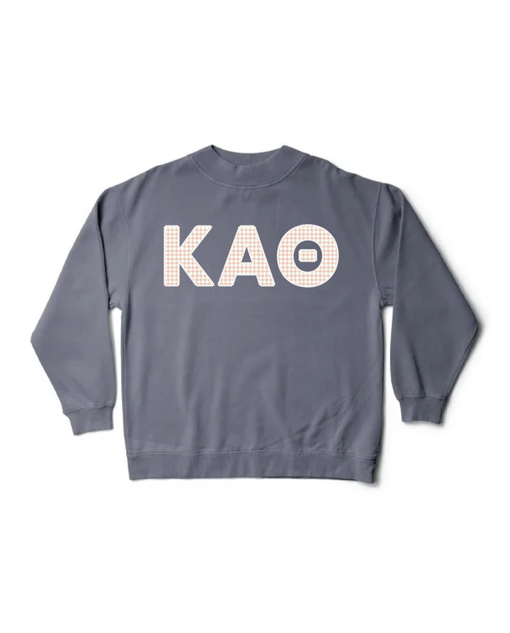 Gingham Print Smoke Sorority Mock Neck