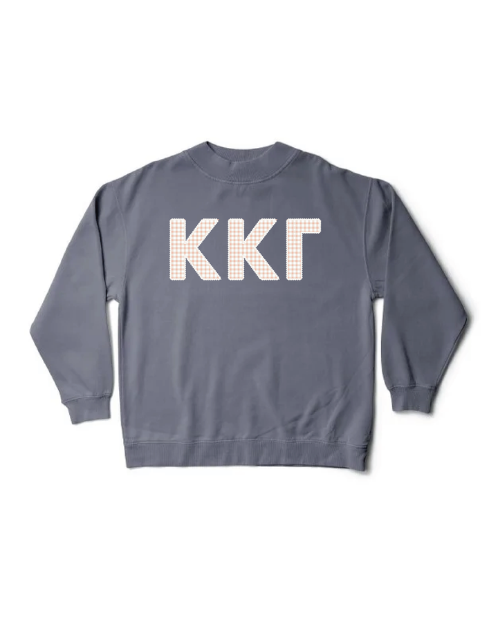Gingham Print Smoke Sorority Mock Neck