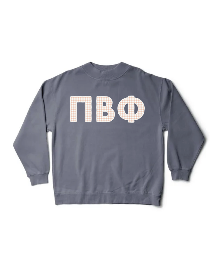Gingham Print Smoke Sorority Mock Neck