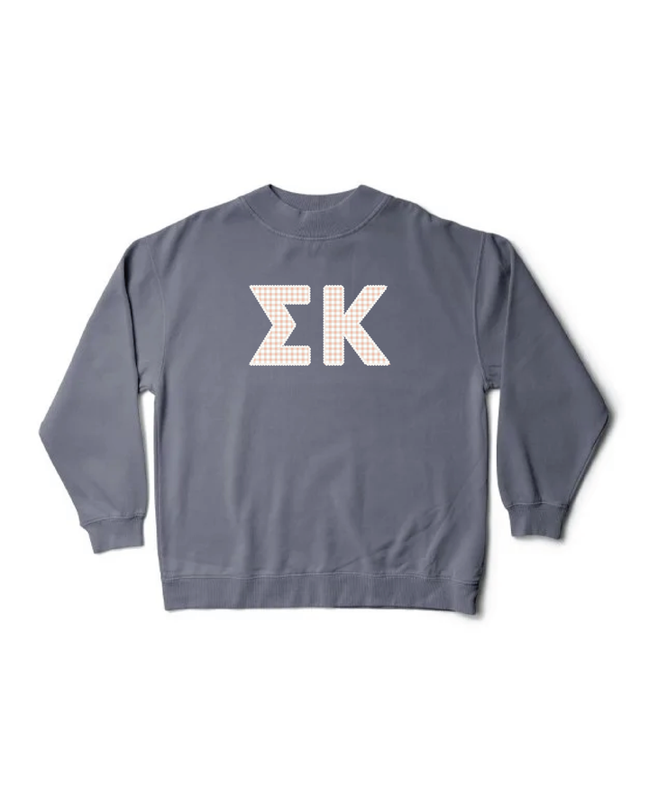 Gingham Print Smoke Sorority Mock Neck