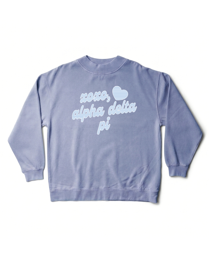 Xoxo Striped Sorority Ocean Mock Neck