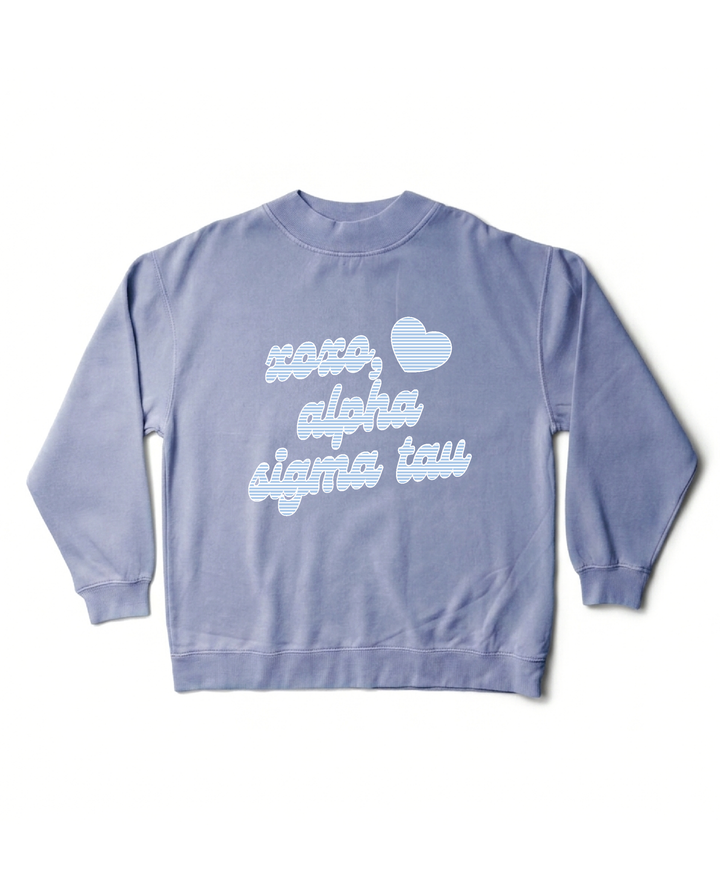 Xoxo Striped Sorority Ocean Mock Neck