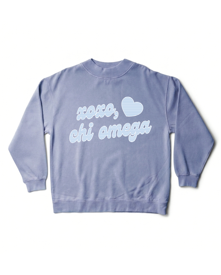 Xoxo Striped Sorority Ocean Mock Neck