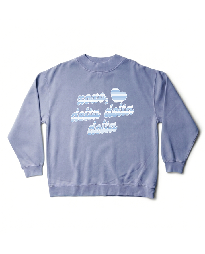Xoxo Striped Sorority Ocean Mock Neck