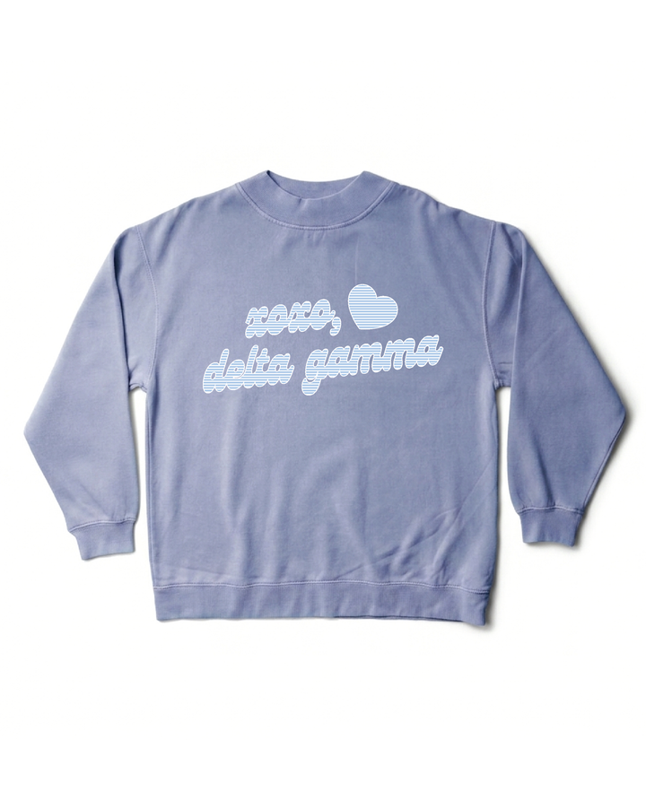 Xoxo Striped Sorority Ocean Mock Neck