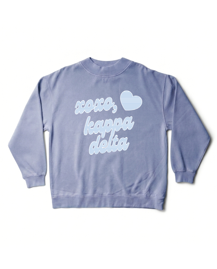 Xoxo Striped Sorority Ocean Mock Neck