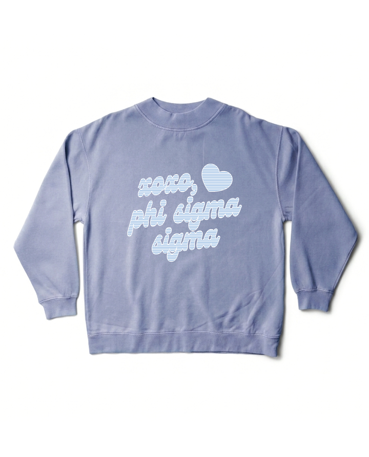 Xoxo Striped Sorority Ocean Mock Neck