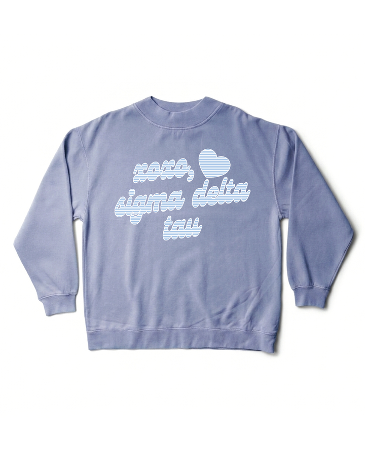 Xoxo Striped Sorority Ocean Mock Neck