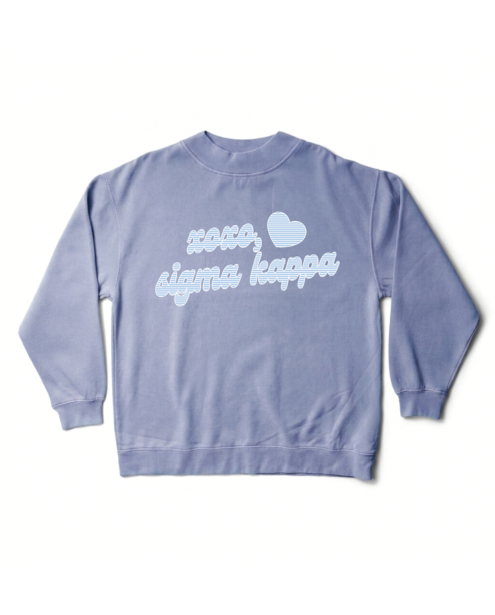 Xoxo Striped Sorority Ocean Mock Neck