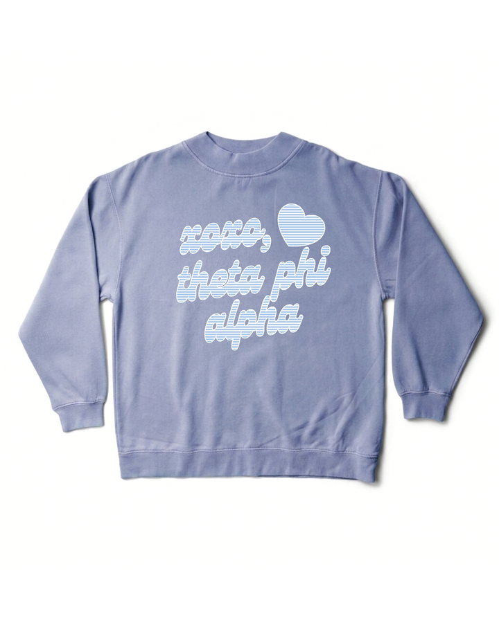 Xoxo Striped Sorority Ocean Mock Neck