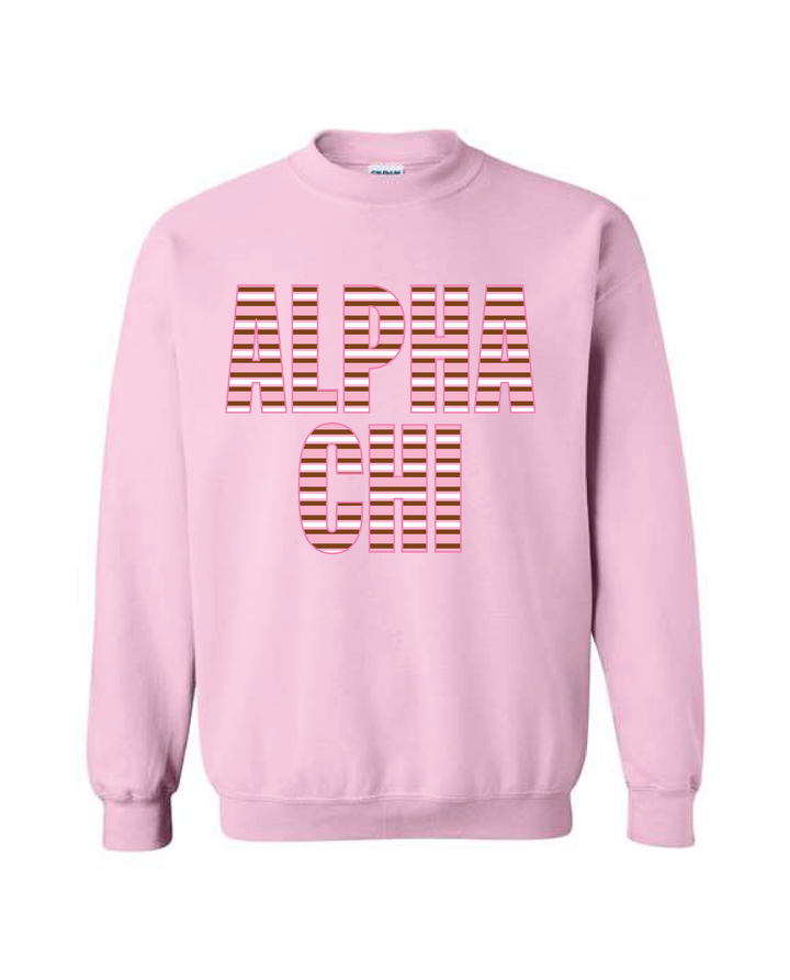 Light Pink Striped Sorority Crewneck