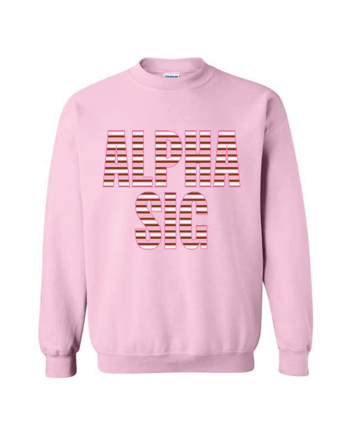 Light Pink Striped Sorority Crewneck