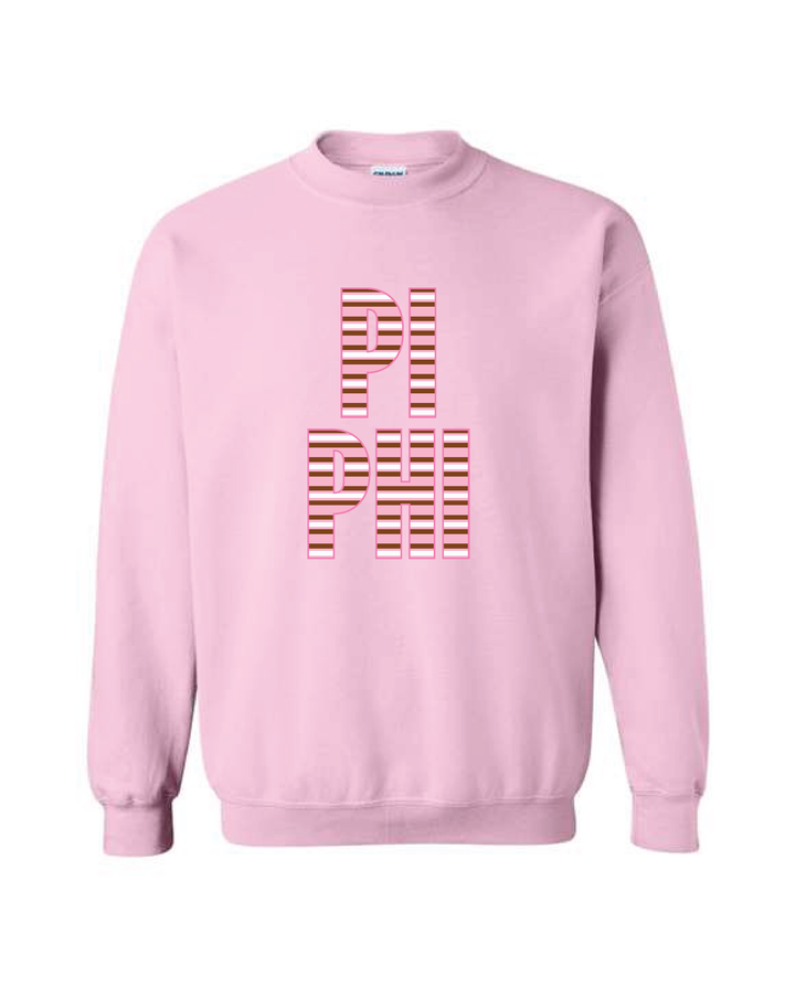Light Pink Striped Sorority Crewneck