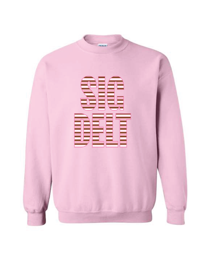 Light Pink Striped Sorority Crewneck