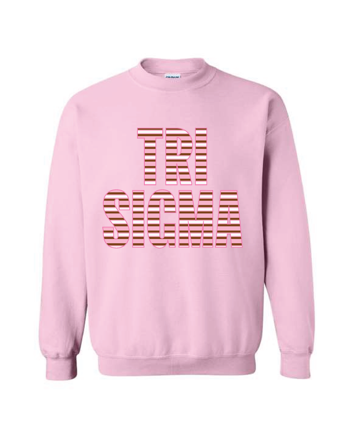 Light Pink Striped Sorority Crewneck
