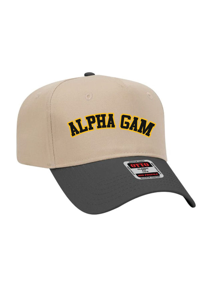 Arched Embroidered Sorority Khaki/Black Hat