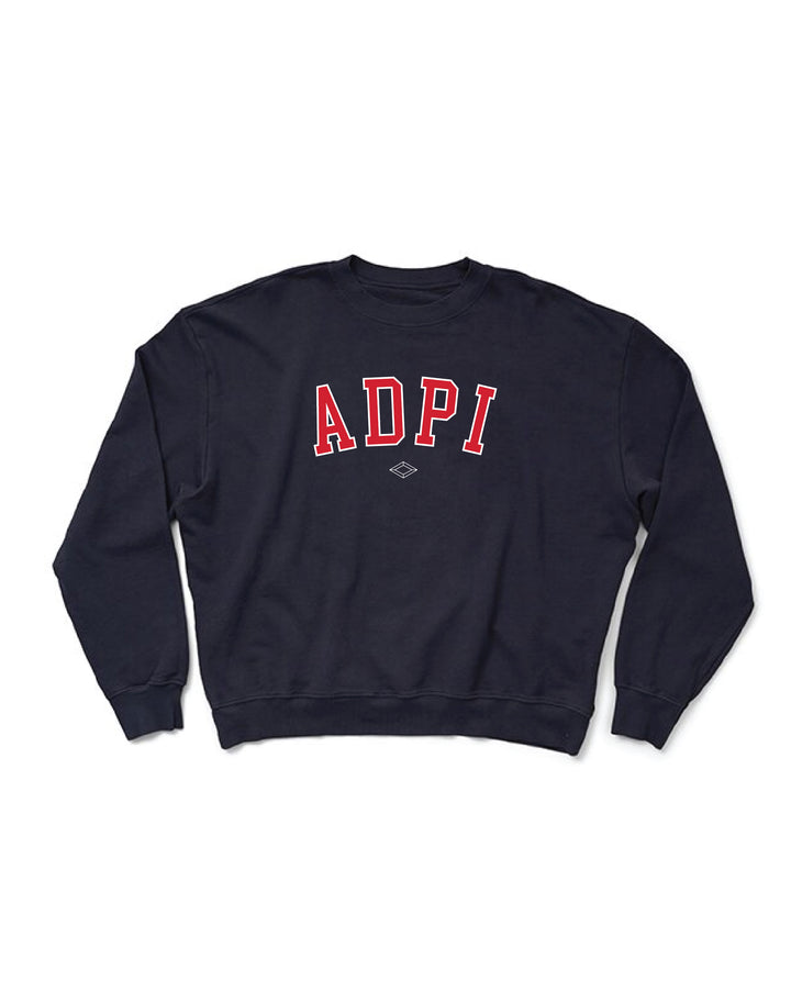 Alpha Delta Pi Arched Letter Midnight Sky Light Weight Crewneck