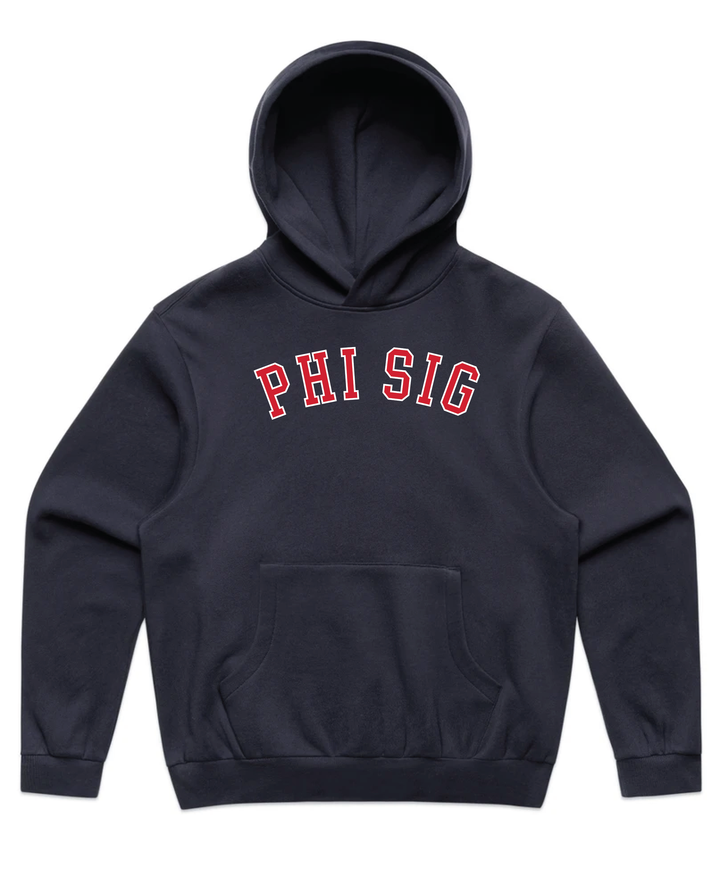 Arched Letter Navy Heavy Weight Sorority Hoodie