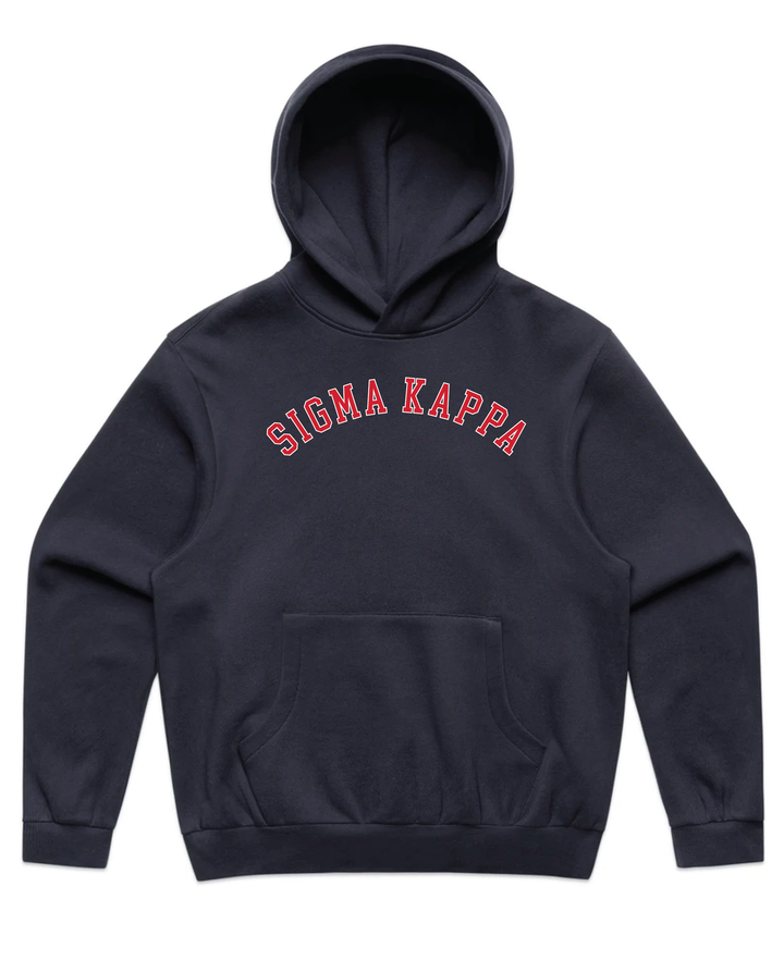 Arched Letter Navy Heavy Weight Sorority Hoodie