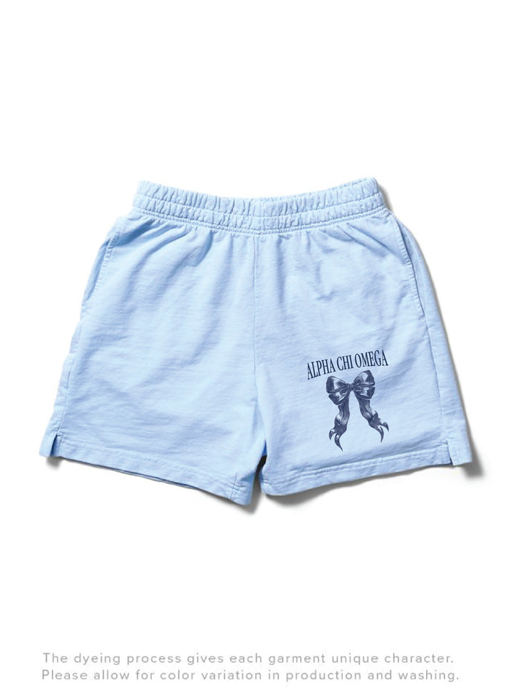 Alpha Chi Omega Arctic Blue Bow Light Weight Sorority Shorts