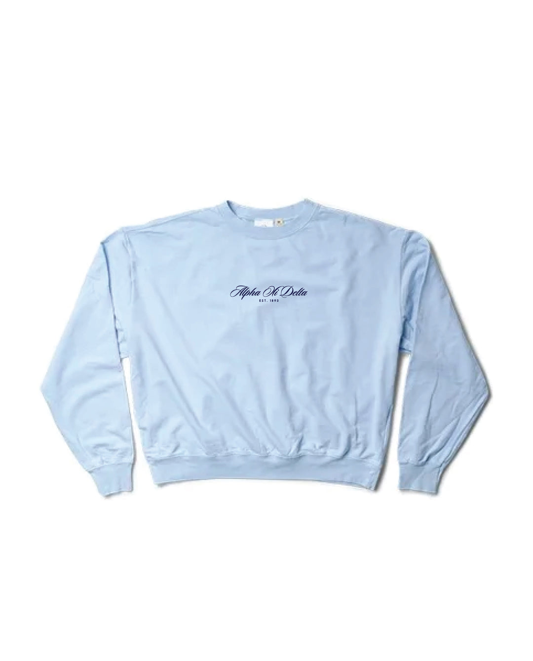 Script Embroidered Arctic Blue Light Weight Sorority Crewneck